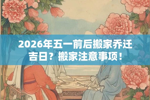 2026年五一前后搬家乔迁吉日？搬家注意事项！