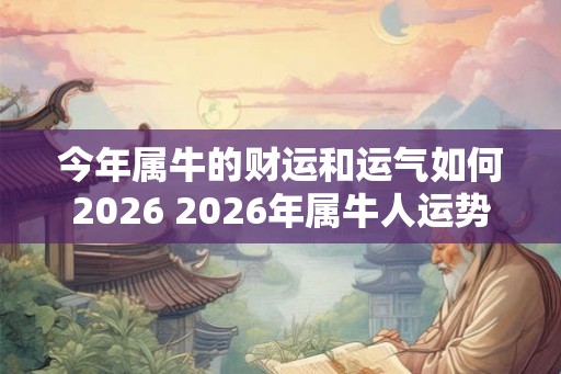 今年属牛的财运和运气如何2026 2026年属牛人运势如何