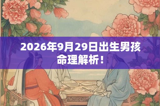 2026年9月29日出生男孩命理解析！