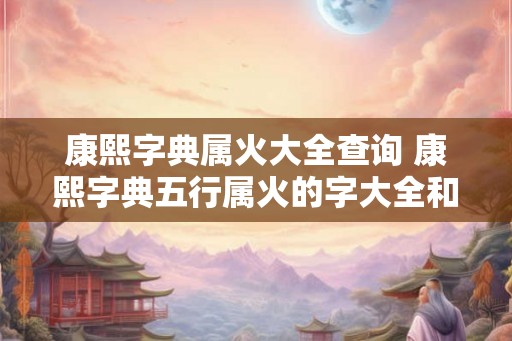 康熙字典属火大全查询 康熙字典五行属火的字大全和释义