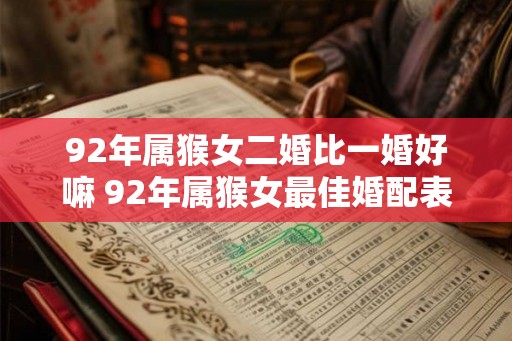 92年属猴女二婚比一婚好嘛 92年属猴女最佳婚配表