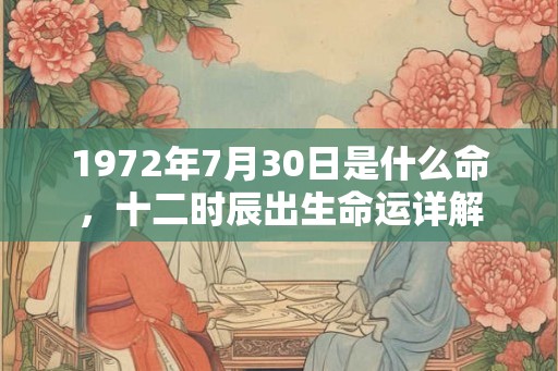 1972年7月30日是什么命，十二时辰出生命运详解