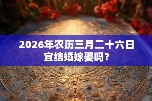 2026年农历三月二十六日宜结婚嫁娶吗？