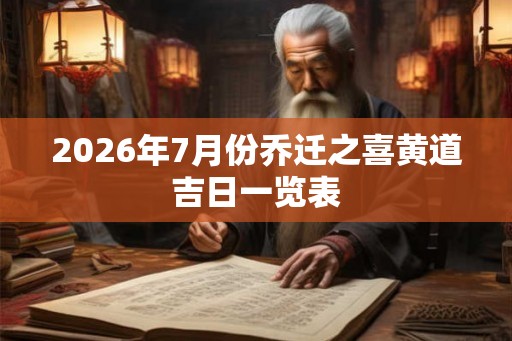 2026年7月份乔迁之喜黄道吉日一览表