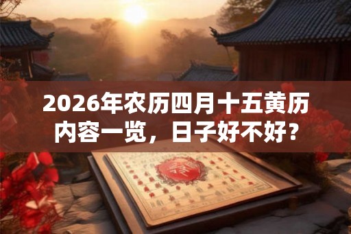 2026年农历四月十五黄历内容一览，日子好不好？