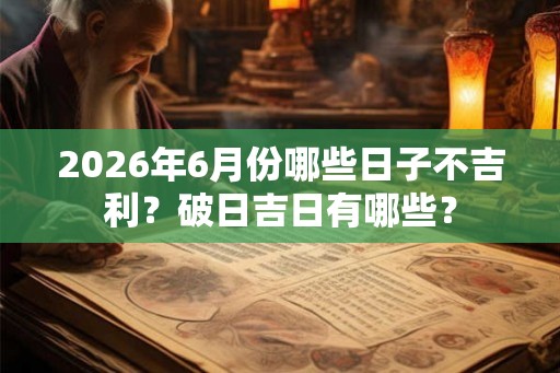 2026年6月份哪些日子不吉利？破日吉日有哪些？