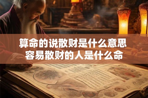 算命的说散财是什么意思 容易散财的人是什么命