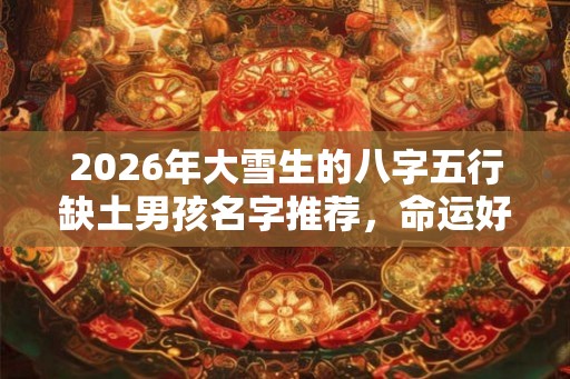 2026年大雪生的八字五行缺土男孩名字推荐，命运好吗？