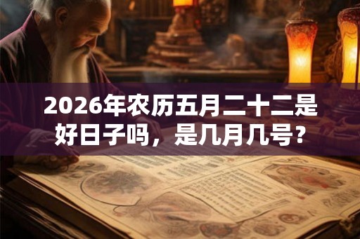2026年农历五月二十二是好日子吗，是几月几号？