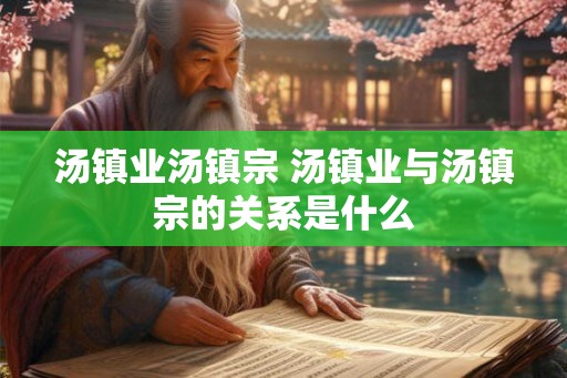 汤镇业汤镇宗 汤镇业与汤镇宗的关系是什么