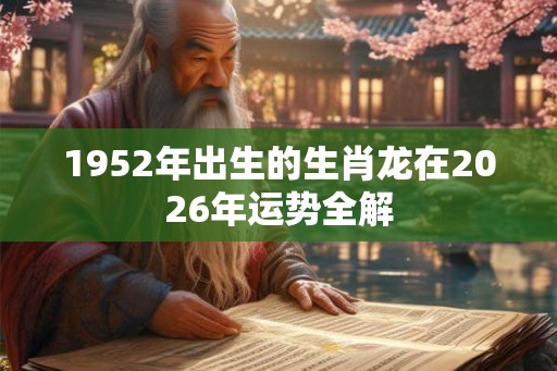 1952年出生的生肖龙在2026年运势全解