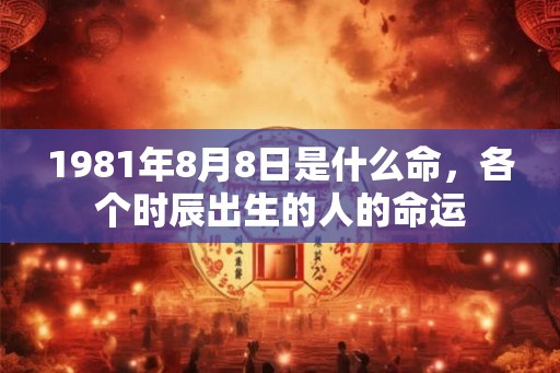 1981年8月8日是什么命，各个时辰出生的人的命运
