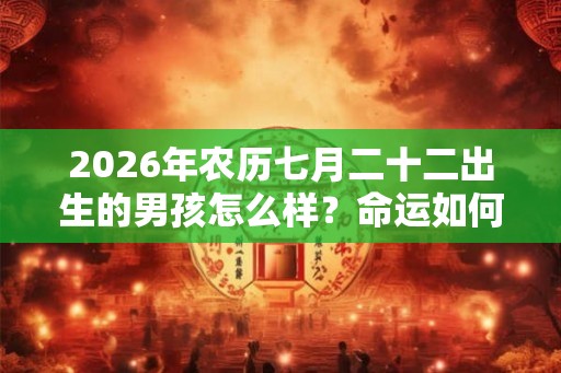 2026年农历七月二十二出生的男孩怎么样？命运如何？