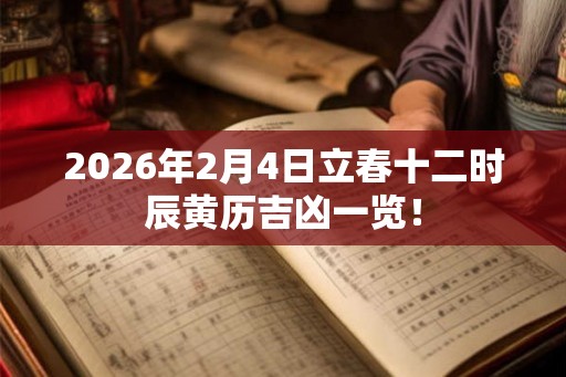 2026年2月4日立春十二时辰黄历吉凶一览! 2026年2月4日立春十二时辰黄历吉凶一览!