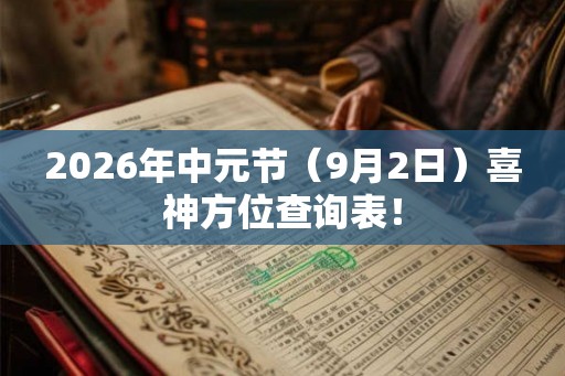 2026年中元节（9月2日）喜神方位查询表！