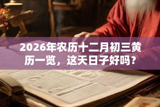 2026年农历十二月初三黄历一览,这天日子好吗? 2026年农历十二月初三黄历一览,这天日子好吗?