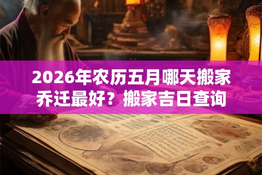 2026年农历五月哪天搬家乔迁最好？搬家吉日查询