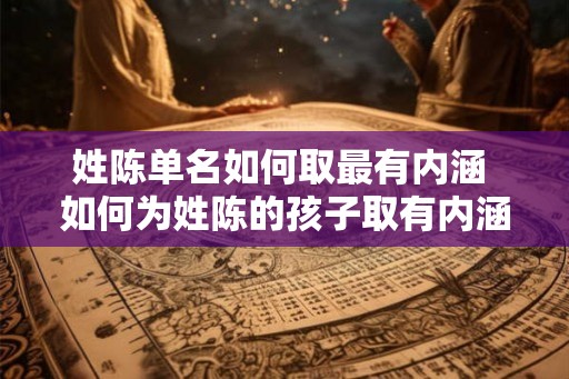 姓陈单名如何取最有内涵 如何为姓陈的孩子取有内涵的名字