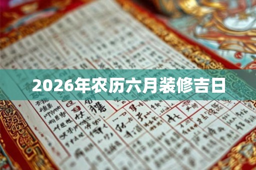 2026年农历六月装修吉日