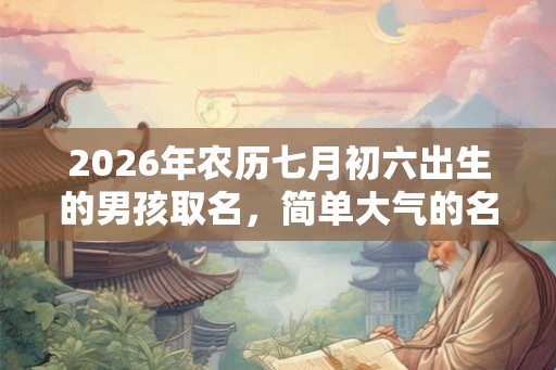 2026年农历七月初六出生的男孩取名，简单大气的名字