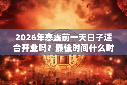 2026年寒露前一天日子适合开业吗？最佳时间什么时候？
