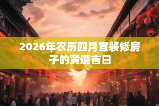 2026年农历四月宜装修房子的黄道吉日