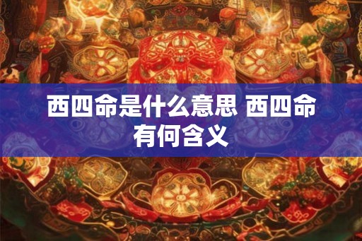 西四命是什么意思 西四命有何含义