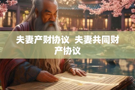 夫妻产财协议  夫妻共同财产协议