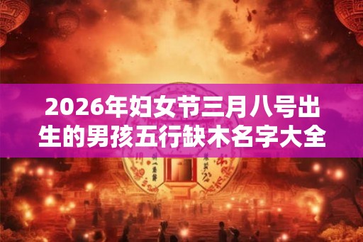 2026年妇女节三月八号出生的男孩五行缺木名字大全