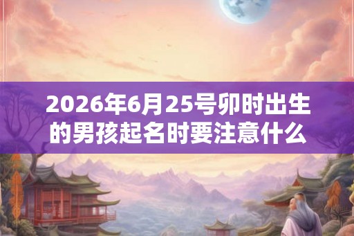 2026年6月25号卯时出生的男孩起名时要注意什么