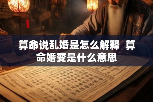算命说乱婚是怎么解释  算命婚变是什么意思