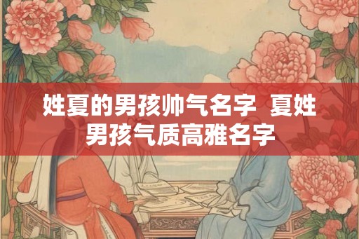 姓夏的男孩帅气名字 夏姓男孩气质高雅名字 姓夏的男孩帅气名字 夏姓男孩气质高雅名字