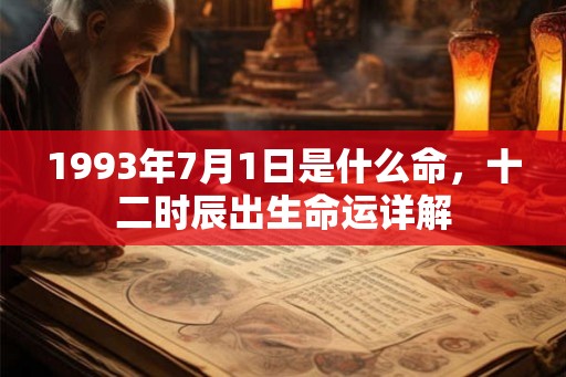 1993年7月1日是什么命，十二时辰出生命运详解