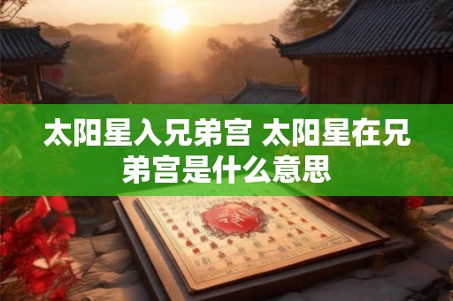 太阳星入兄弟宫 太阳星在兄弟宫是什么意思