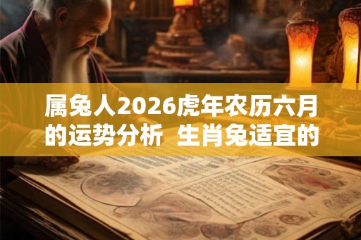 属兔人2026虎年农历六月的运势分析  生肖兔适宜的行业