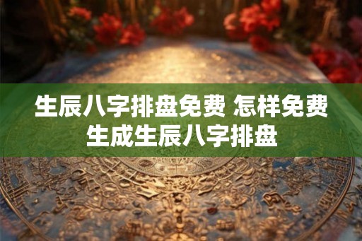 生辰八字排盘免费 怎样免费生成生辰八字排盘