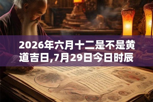 2026年六月十二是不是黄道吉日,7月29日今日时辰吉凶