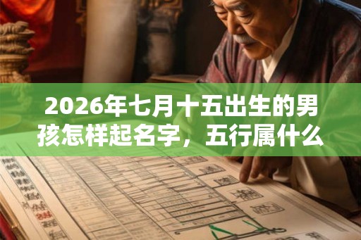 2026年七月十五出生的男孩怎样起名字，五行属什么
