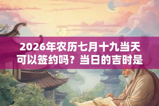 2026年农历七月十九当天可以签约吗？当日的吉时是几点？