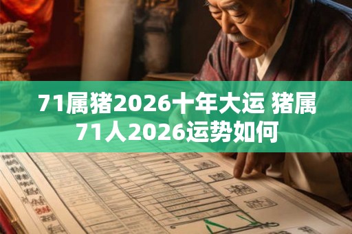 71属猪2026十年大运 猪属71人2026运势如何