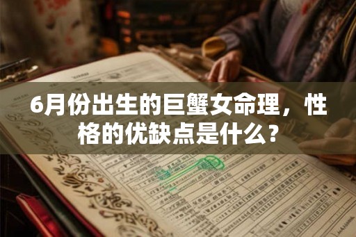 6月份出生的巨蟹女命理，性格的优缺点是什么？