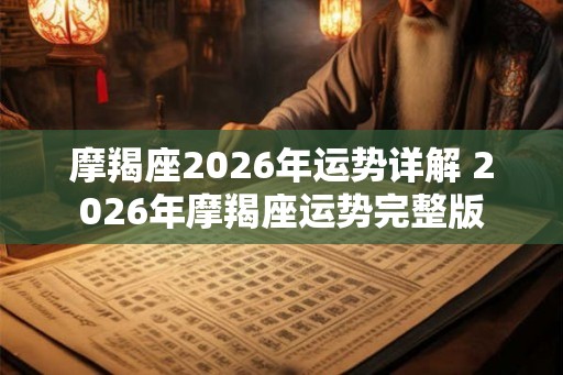摩羯座2026年运势详解 2026年摩羯座运势完整版