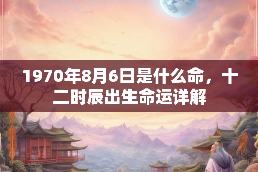 1970年8月6日是什么命，十二时辰出生命运详解