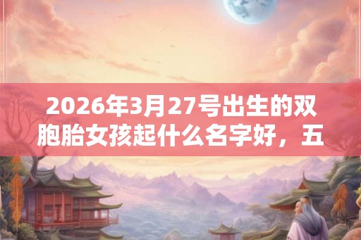 2026年3月27号出生的双胞胎女孩起什么名字好,五行属什么? 2026年3月27号出生的双胞胎女孩起什么名字好,五行属什么?