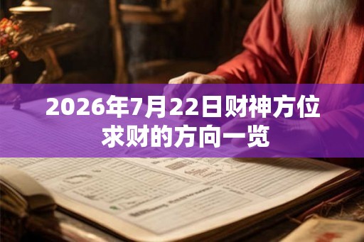 2026年7月22日财神方位 求财的方向一览