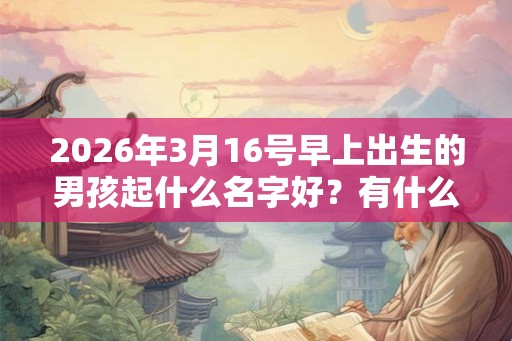 2026年3月16号早上出生的男孩起什么名字好？有什么好名字推荐