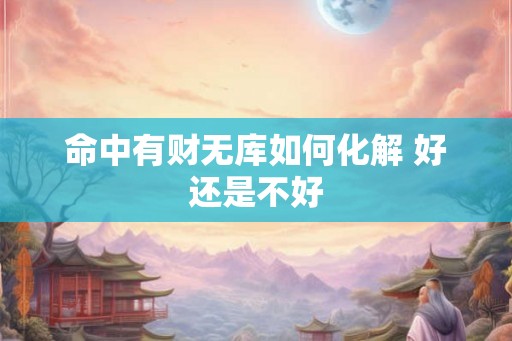 命中有财无库如何化解 好还是不好