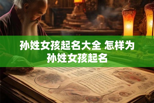 孙姓女孩起名大全 怎样为孙姓女孩起名