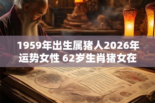 1959年出生属猪人2026年运势女性 62岁生肖猪女在2026年运气如何