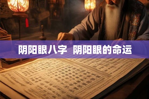 阴阳眼八字 阴阳眼的命运 阴阳眼八字 阴阳眼的命运